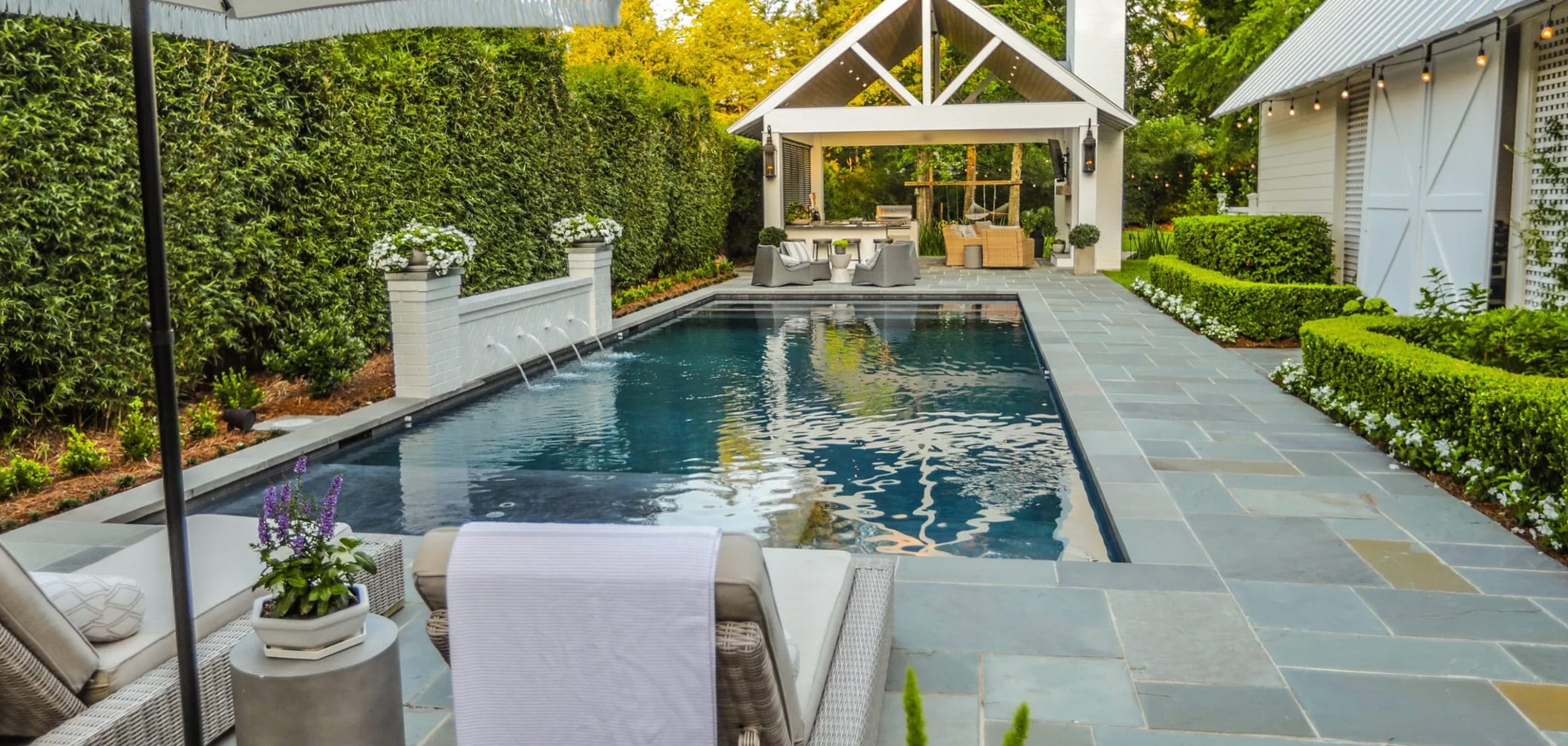 Custom geometric pool by Aquarius Pools & Spas in Mandeville, Louisiana